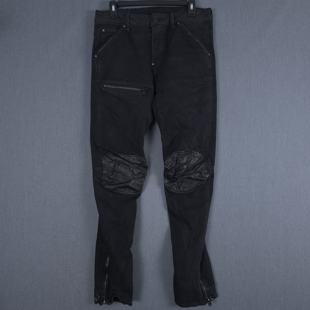 G Star Raw 5620 3D Slim Jean Men 32x34 (Fits 31x32) Black Elwood Moto Distressed